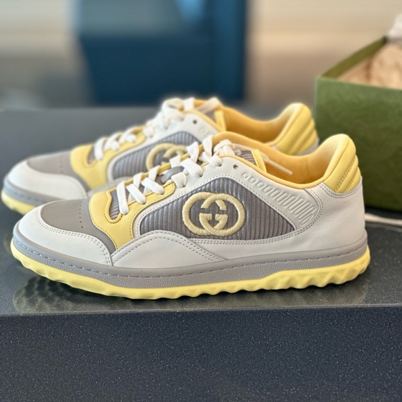 Gucci Mac80 Embroidered Sneakers 'White Grey Yellow' - Picture 3 of 5